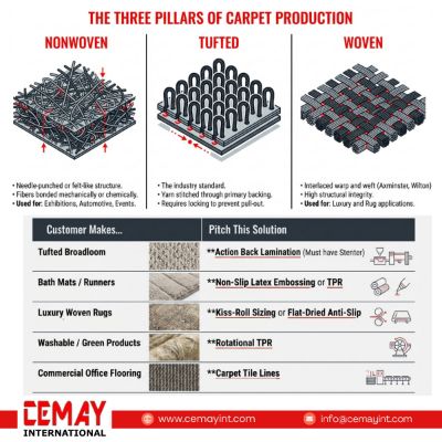 The Three Pillars of Carpet Production: Nonwoven, Tufted, Woven
